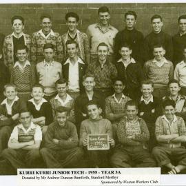Kurri Kurri Junior Tech School, Year 3A, Kurri Kurri, NSW, 1955