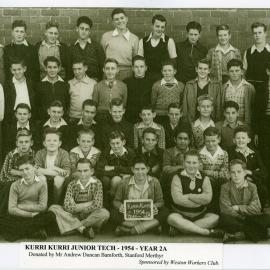 Kurri Kurri Junior Tech School, Year 2A, Kurri Kurri, NSW, 1954