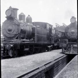 QGR, 6D16 Class No.868 (left) C-19 Class No.798 (right), Mayne Locomotive Depot, Brisbane, Qld, [1940s]