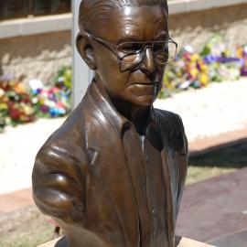 Bust of Jim Comerford at the memorial service at the Jim Comerford Miners Memorial Wall, Aberdare, NSW, 9 September 2012