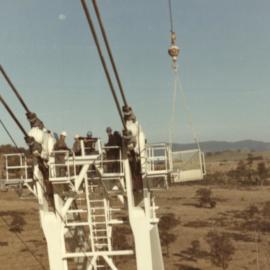 Raising the Boom - Steve Honey and ANI Crew setting the boom suspension ropes