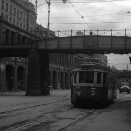 NSWGT R1 Class tram, no. 2013, bound for Coogee Beach, at Eddy Avenue, Sydney, [1950s]