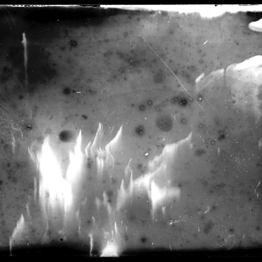Deteriorated negative showing river, jungle, mountain scenes, New Guinea? c 1914-1915