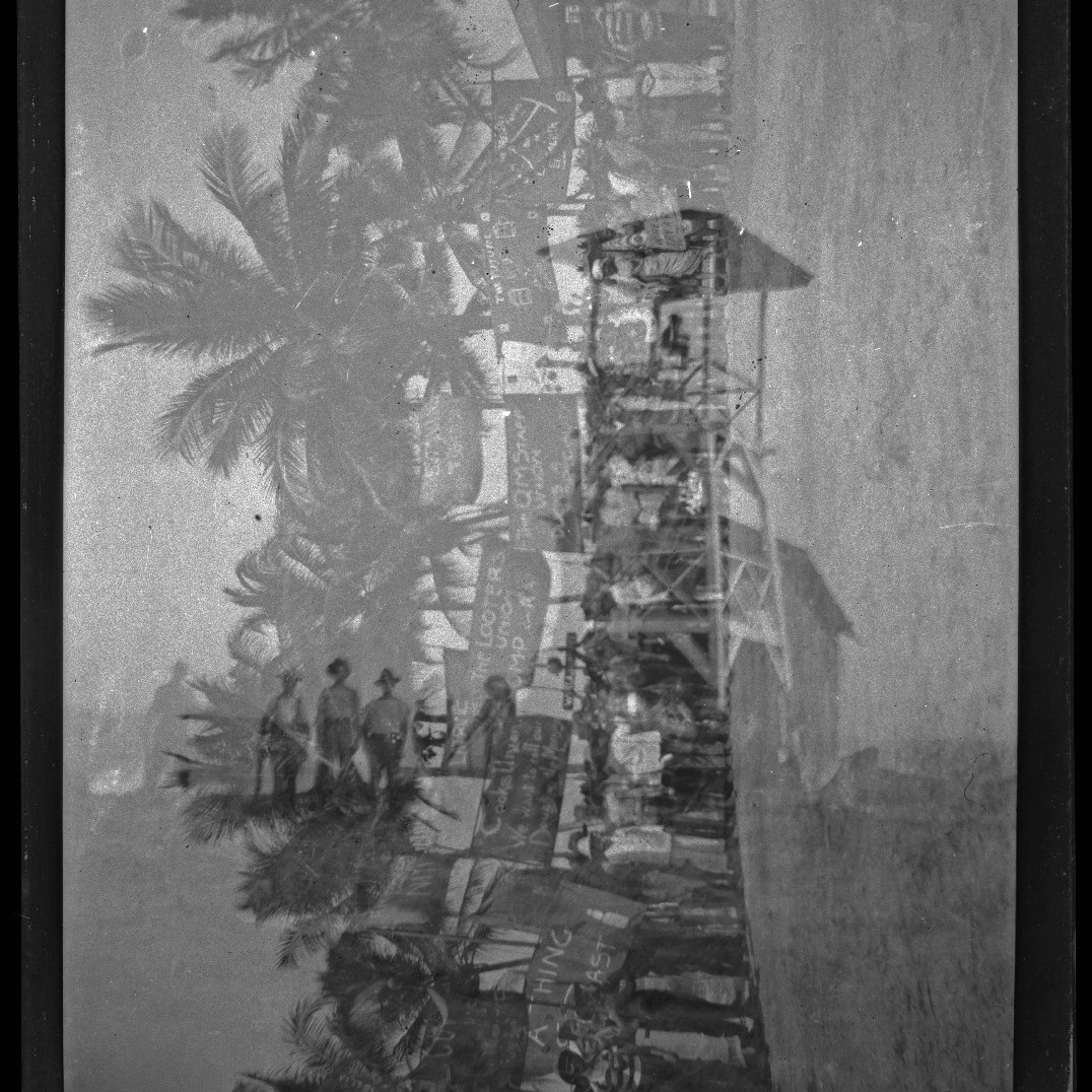 Soldiers holding comical signs, New Guinea? August 1914-January 1915?
