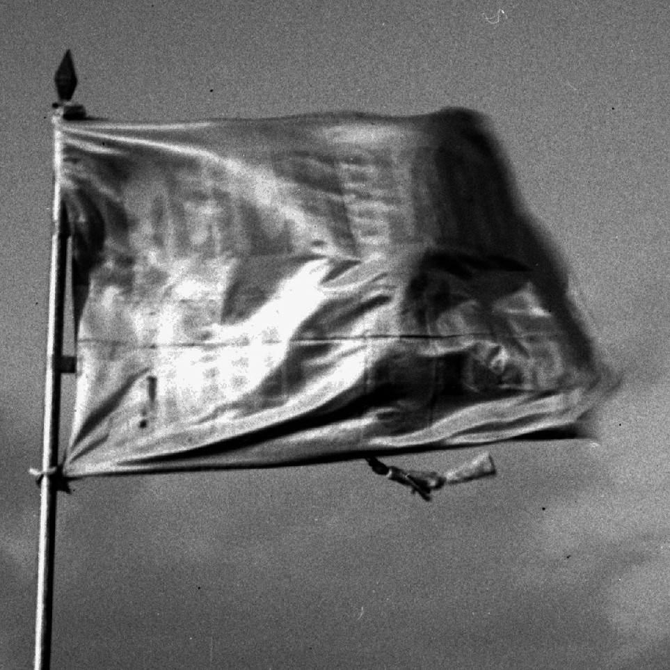Closeup of "Leichhardt flag", possibly during training at Holsworthy military reserve near Liverpool, NSW in 1914.
