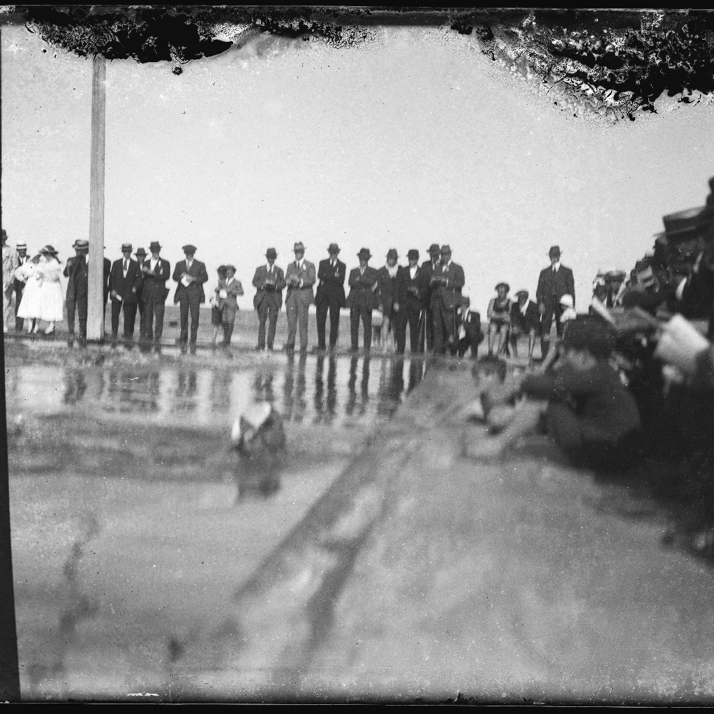 People watching swimming races at Newcastle Baths
