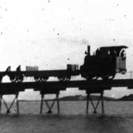South Australian Harbours Board, (1st) 1 Class No. 48, shunting wagons across the jetty, Beachport, SA, [1906]