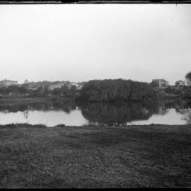 Centennial Park looking across pond towards Randwick, New South Wales, c1910