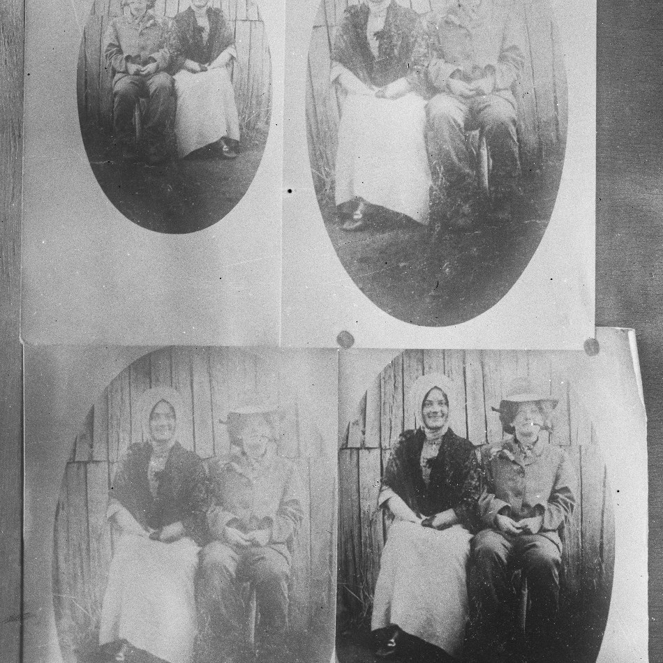 Photograph of a photograph (playing dress up), Catherine Annie (Wilson) Rodoni in white skirt