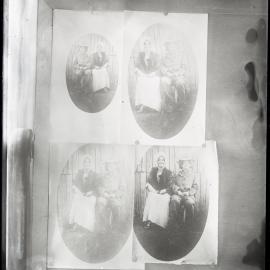 Photograph of a photograph (playing dress up), Catherine Annie (Wilson) Rodoni in white skirt