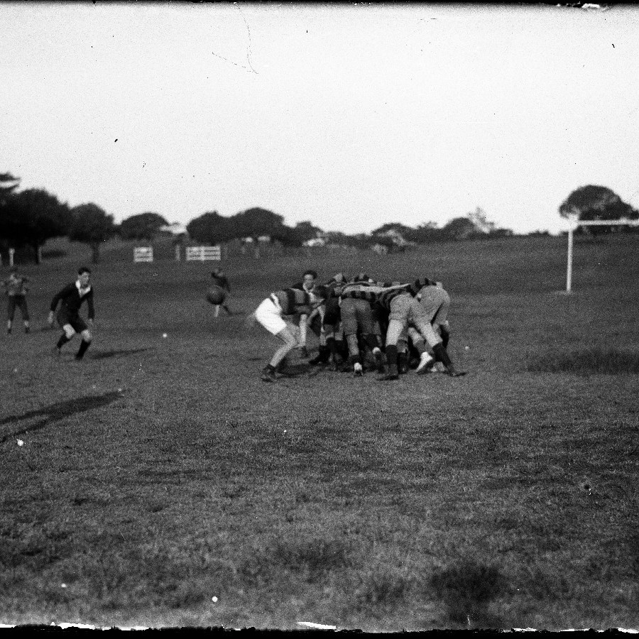Rugby match scrum - Centennial Park (?), Sydney, New south Wales