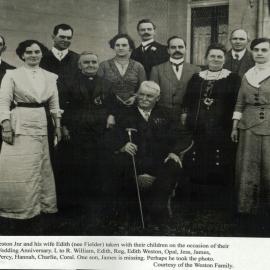 James Weston Jnr and his wife Edith (née Fielder) taken with their children on the occasion of their Golden Wedding Anniversary, 1913