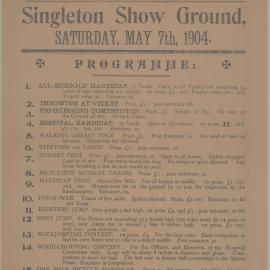 Poster - Singleton Hospital Sports and Flower Show, Singleton Show Ground, 7 May 1904
