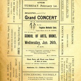 Programme - Second Grand Concert, School of Arts, Broke, NSW, [January 1910]
