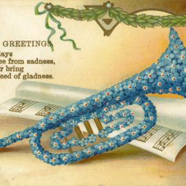 New Year Greetings. May all thy days be free from sadness, And each year bring its meed of gladness. [n.d.]