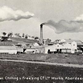 Australian Chilling and Freezing Co. Ltd. Works, Aberdeen. Postcard sent from the Toronto Hotel (Toronto, NSW) to Mr Frank R. Moore, Bishop's Bridge, West Maitland, [n.d.]