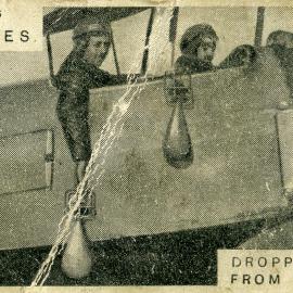 Modern War Weapons, No. 3. Dropping bombs from aeroplane.
