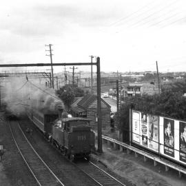NSWGR C30 Class No. 3105 4-6-4 Type suburban tank steam locomotive on up passenger approaching Lidcombe Station, [1956]