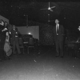 An unidentified event. Dr. Vlase Nikolseki (far left), Vice-Chancellor, Professor Keith Morgan, the University of Newcastle, Australia
