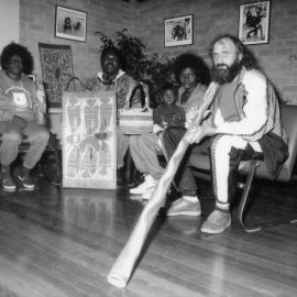 An unidentified aboriginal man plays a didgeridoo, the University of Newcastle, Australia - 22 May, 1992