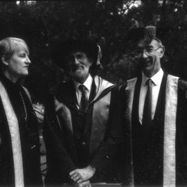 Chancellor Elizabeth Evatt, Vice-Chancellor, Professor Keith Morgan, with University Planner, Don Morris, the University of Newcastle, Australia - 1 May, 1992
