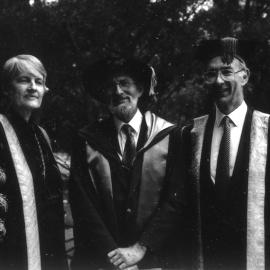 Chancellor Elizabeth Evatt, Vice-Chancellor, Professor Keith Morgan, with the University Planner, Don Morris, the University of Newcastle, Australia - 1 May, 1992