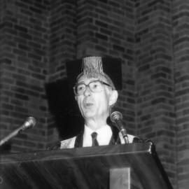 Vice-Chancellor, Professor Keith Morgan delivers an Address at a graduation ceremony, the University of Newcastle, Australia - 2 May, 1992
