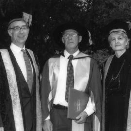 Vice-Chancellor, Professor Keith Morgan with Chancellor Elizabeth Evatt, and an unidentified man, the University of Newcastle, Australia - 8 May, 1992