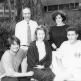 Professor Adrian Page with four unidentified students, the University of Newcastle, Australia - April, 1992