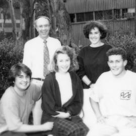 Professor Adrian Page with four unidentified students, the University of Newcastle, Australia - 1992