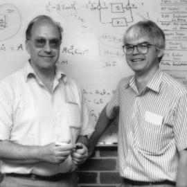 Tel Aviv Professor begins research with the Newcastle Team – Professor Uri Shaked of Tel Aviv (lef) and Dr Carlos E. de Souza, the University of Newcastle, Australia