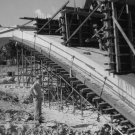 Mr Kevin Hays (graduate of the University of Newcastle), site controller for State Highway 23, with one of the bridges located near the University of Newcastle, Australia – 1989