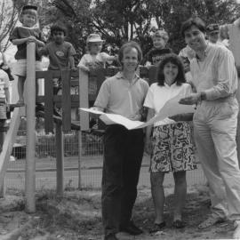 Allan Chawner, David Rowe and then Director of Wonnayba Child Care Centre, Debbie Quirk at the University of Newcastle, Australia