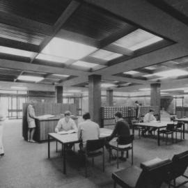 People studying in the card catalogue reference room - Auchmuty Library, the University of Newcastle, Australia - c.1980s