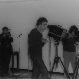 Students engaged in the production of video tape recording, Newcastle Teachers' College - 1970s