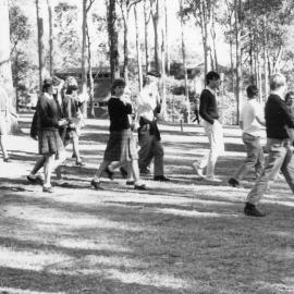 School students walk across the Campus, the University of Newcastle, Australia - 1992