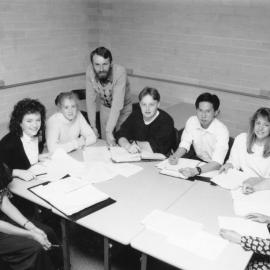 Raoul Walsh with students, the University of Newcastle, Australia