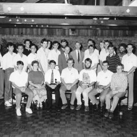 Professor Alan Roberts with students at an Engineering Presentation, the University of Newcastle, Australia