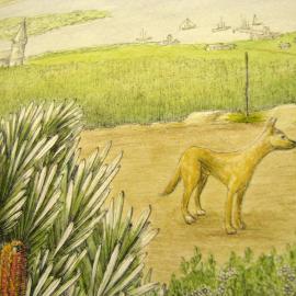 Dingo - Artwork by Susan Sparks - Sir Thomas Mitchell Project - Newcastle 1828