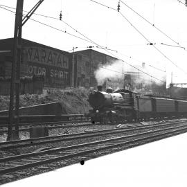 NSWGR C35 Class No. 3505 4-6-0 Type express passenger locomotive on down passenger at Newtown, [1930]