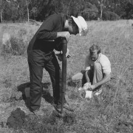 On a field excursion in May [n.d.], Mr Greg Elliott (NSW Soil Conversation Service) & Mr Darren Shelly (Res. Assistant Geography) Photo: Dept. of Primary Industry Queensland, Australia