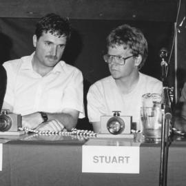 University Challenge team (L-R): Mark Priest (Captain), Keith Joseph, Stuart Cooper and Noel Leggett, the University of Newcastle, Australia - 1990