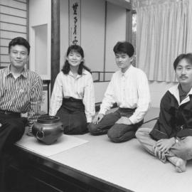 Unidentified Japanese students in the tearoom, the University of Newcastle, Australia - 1989