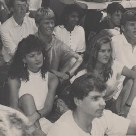 Students stitting in the Shortland Union Courtyard, the University of Newcastle, Australia - 1987