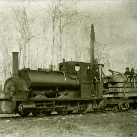 Coffs Harbour Timber Co., Saddle Tank Locomotive, timber yard, Bonville, NSW [c.1920s]