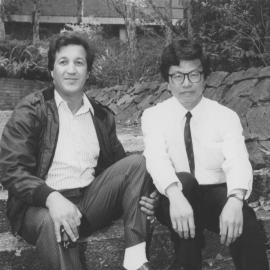Dr Rachid Zeffane with an unidentified man, the University of Newcastle, Australia
