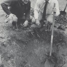 Associate Professor Colin Keay and Professor Ian Plimer (investigating a lost meteorite in the Lismore area), Australia