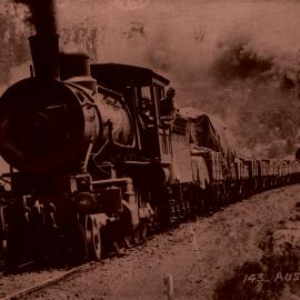 NSWGR J-483 Class, 2-8-0 Consolidation Type locomotive on goods train with a bank engine on the rear, [1900]