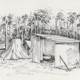 Sketch of tents - Aboriginal site, the University of Newcastle, Australia