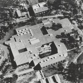 Aerial view of the Hunter Building (Hunter Campus), the University of Newcastle, Australia - c.1970s